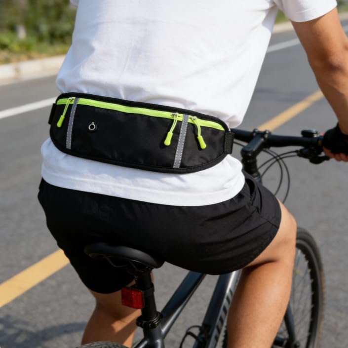 Sports Waist Pack with Water Bottle Holder – Reflective Running Belt with Multi Pocket Storage for Cycling and Exercise (Black) - color: Black