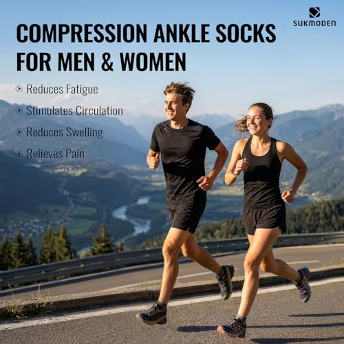 6 Pairs Copper Ankle Compression Socks for Men and Women - color: Light Grey*6, size: Medium-Large