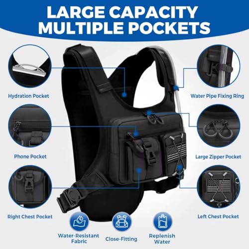 Criuage USA Patent Running Hydration Vest Backpack, Lightweight Chest Pack with 2.0L Water Bladder Bag Daypack for Hiking Running Cycling Race Marathon for Women Men - color: Black