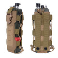 Tactical Molle Water Bottle Pouch & Adjustable Radio Holster Pouch Holder - color: Tan