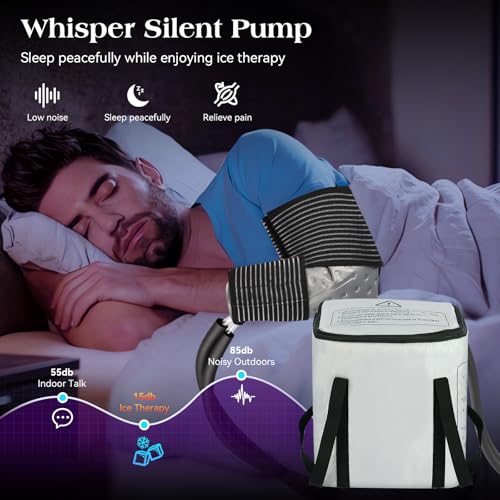 Cold Therapy Machine with 6 Timer Settings & 3 Flow Speeds, Portable Ice Machine for Knee After Surgery – Leak-Resistant Circulating Unit for Knee, Shoulder, Hip, Ankle – Post-Op Pain Relief