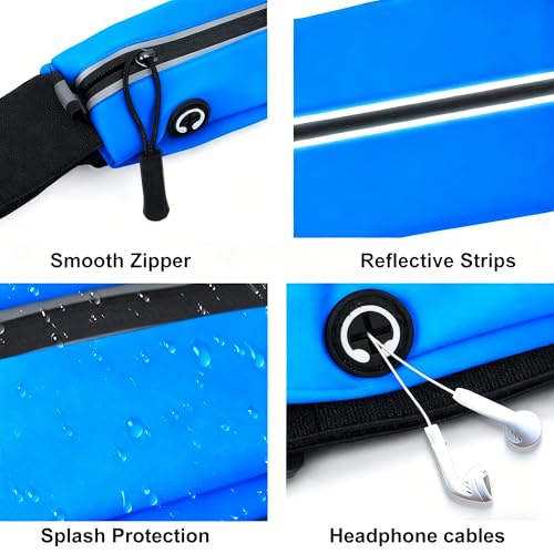 Running Belt Fanny Pack Men and Women Slim Running Bag Money Belt - color: Bright Blue