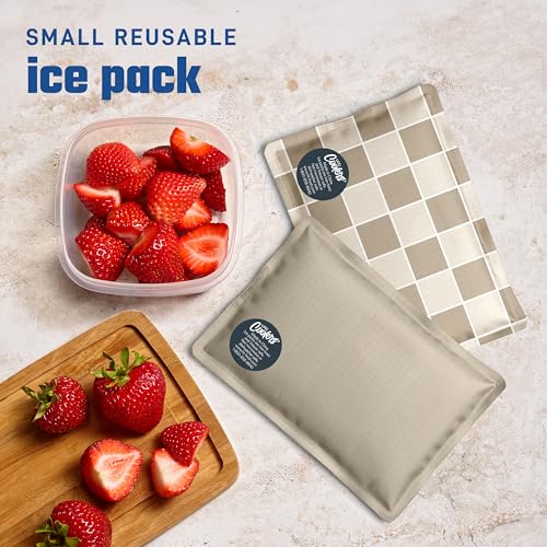 Fit & Fresh Cool Coolers Soft Ice Packs for Lunch Bags & Coolers, 2pk - color: Taupe Checkerboard (2 Pack)