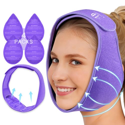 Wisdom Teeth Ice Pack Head Wrap for Pain Relief - Cold Hot Therapy for Face - color: Purple