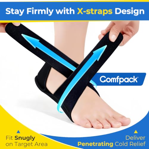 Comfpack Plantar Fasciitis Relief Ice Pack with Full Heel Sole Gel Coverage - color: Black