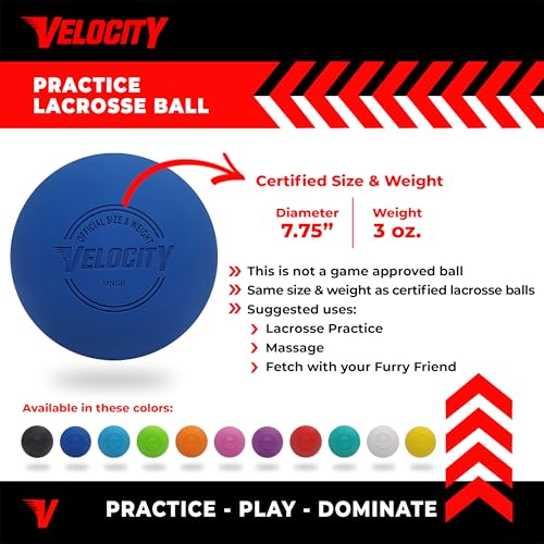 Velocity Lacrosse Balls - 1, 2, 3, 6, 12, 18, 24, 36, 60 and 120 Packs - for Practice, Official NFHS and College Approved Size - color: Royal Blue, size: 6 Balls, style: Practice Ball