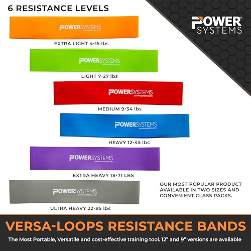 Power Systems Mini Versa Loop – 9" Commercial Grade Exercise Resistance Band for Working Out, Elastic Band for Physical Therapy, Strength, Fitness Training at Home or Gym - style: Heavy