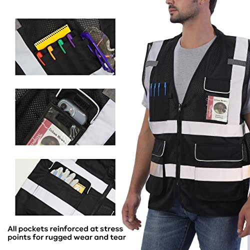Neopelta Reflective Safety Vest for Men Women with Pockets, Black Mesh M - color: Black, size: Medium