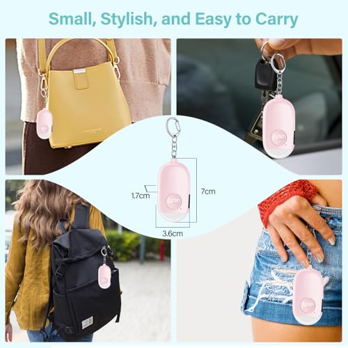 Hion Personal Safety Alarm for Women, 3 Pack Rechargeable 130dB Self Defense Alarm Keychain with LED Flashlight, Emergency Safe Sound Security for Children Elderly, Black+Pink+Blue - color: Black+pink+blue