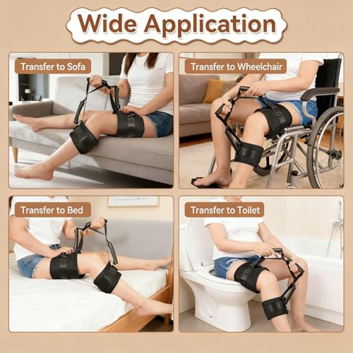 Leg Lifter Strap, 4 Handles, Thigh Lifter for Hip Knee Replacement