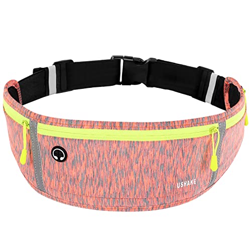 USHAKE Slim Running Belt, Bounce Free Fanny Pack Phone Holder - color: Orange