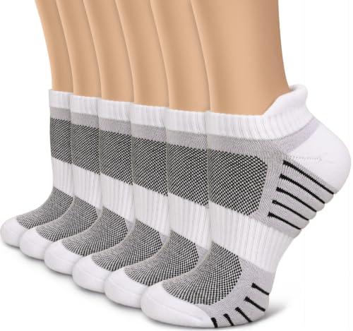 Sooverki Copper Compression Socks Women and Men 6 Pairs - Circulation Arch Support Plantar Fasciitis Running Ankle Socks - color: 6 Pairs - Gray White, size: Small-Medium