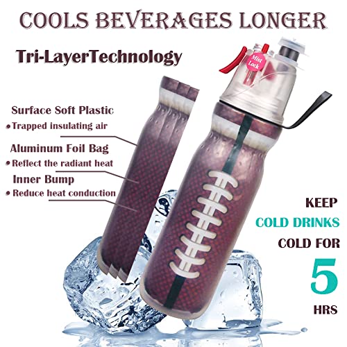 Sports Squeeze Rugby Water Bottles, 2-in-1 Mist And Sip Function BPA-Free - Help You Cool Down Quickly & Quench Thirst, Kids Water Bottle School for Gym Cycling Running Climbing Hiking (Rugby) - color: Rugby