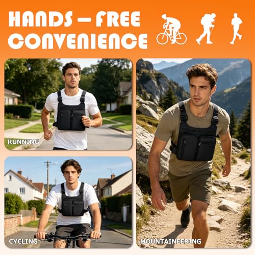 KINGSLONG Running Vest, Chest Bag for Men, Chest Pack, Hiking (C-Black) - color: C-Black