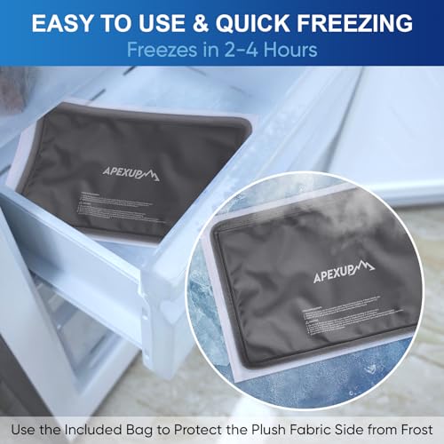 APEXUP Gel Ice Packs for Injuries Reusable, Flexible Double Sided Cold Packs for Injuries, Ice Pack for Knee, Shoulder, Back, Hip, Leg, Arm (Black, 8"x5.5", 2PK) - size: S-2PK (8"x5.5"), style: Black
