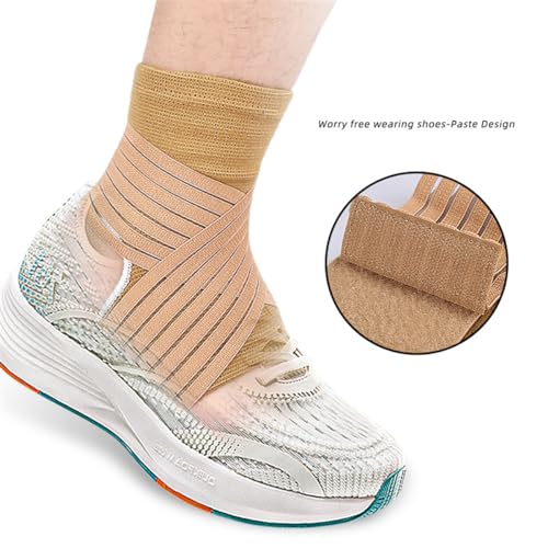 Ankle Support Brace for Women & Men, 1 Pair Ankle Compression Sleeve Adjustable Ankle Wrap, Breathable Foot Brace for Relief Sprained Ankle, Achilles Tendon, Injured Foot, Recovery, Sport, Running