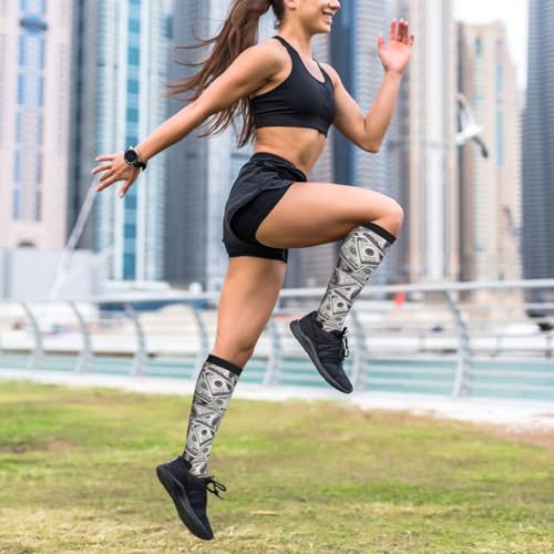 Compression Socks, Unisex 15-20 mmHg Knee High Support Socks - color: Dollar