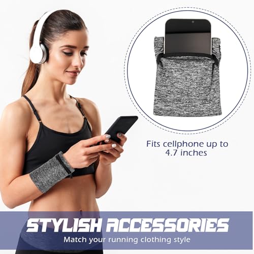 Honoson 5 Pcs Wrist Wallet Women Men Wristband Zipper - color: Black, Gray, Navy