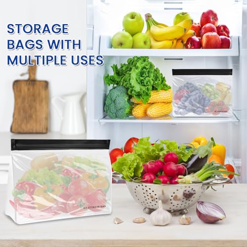 2 Pack Whiskey Ice Ball Storage Bags, Reusable Freezer Bags with Secure Zipper Seal, For Whiskey, Bourbon, and Cocktails Enthusiasts, Fits 6 Ice Balls & Ice Cubes, 10”x7”x3”, Leakproof and BPA Free