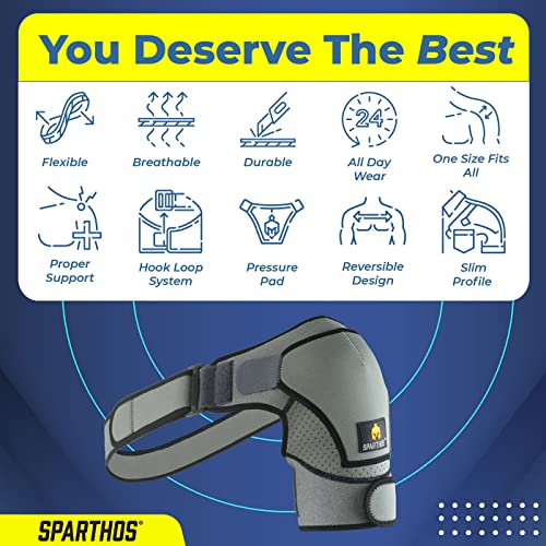 Sparthos Rotator Cuff Shoulder Brace for Women & Men - Support - Gray-UNI - color: Gray/Black, style: Universal