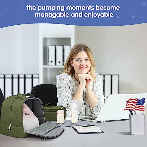 Derbiedersinn Breast Pump Bag, Compatible with Spectra Pumps, Insulated Carrying Case with Cooler for Milk Storage, Travel, Work, Daycare，Green - color: Green