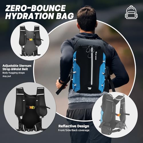 Hydration Backpack - Lightweight Water Backpack with 2L Water Bladder, Small Hiking Backpack for Running Cycling Camping Rave for Men Women - color: Blue1