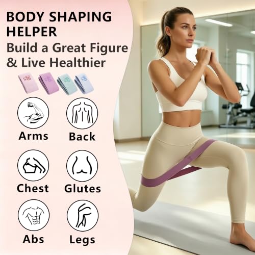 Fabric Booty Resistance Bands Set, 4 Levels Exercise Bands for Working Out