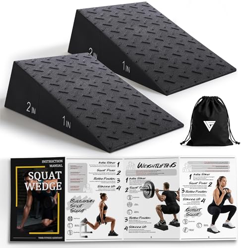 Squat Wedge Block For Deeper Squat: 2200LBS Capacity with Guide & Carry Bag - color: Dark