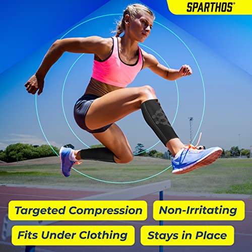Sparthos Calf Compression Sleeves, Shin Splint Relief Men, Women - Black-M - color: Midnight Black