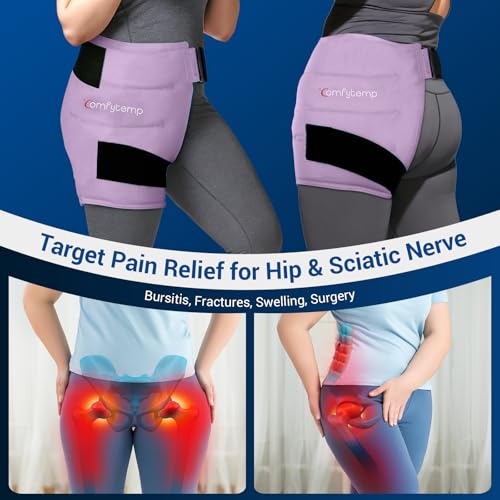 Comfytemp Hip Ice Pack Wrap for Sciatica Pain Relief, Purple (L/XL/2XL) - color: Light Purple, size: Large/X-Large/2X-Large