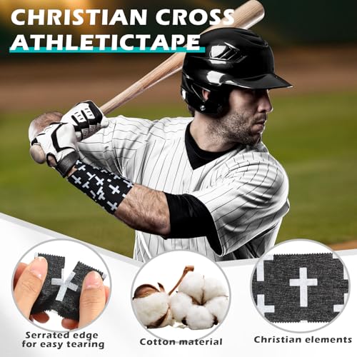 TrelaCo 1 Pcs Cross Wrist Tape Christian Athletic Tape, Black - color: Black