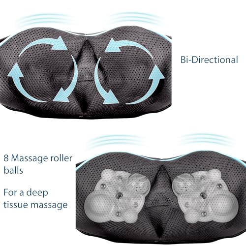 InvoSpa Shiatsu Neck and Back Massager with Heat - Deep Kneading Pillow for Massage - Electric Full Body Massager - color: Blue