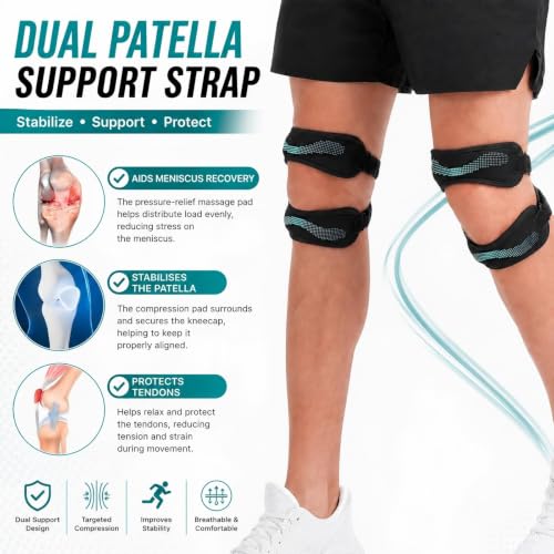 LOVIATA1 Pack Green Dual Patella Knee Strap, Knee Pain Relief Support - color: Green