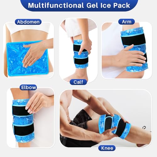 Knee Ice Pack Wrap for Pain Relief 2 Pack, Reusable Gel Cold Therapy, Blue - color: Blue-2 Pack