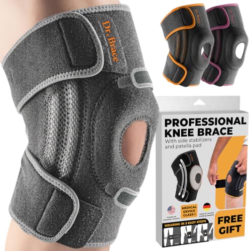 DR. BRACE ELITE Knee Brace with Side Stabilizers & Patella Gel Pads - color: Moon, size: Small