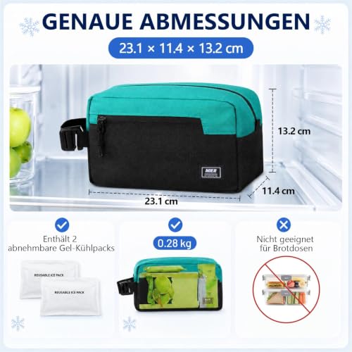 MIER Small Freezable Snack Bags Frozen Mini Cooler with 2 Gel Packs, Teal - color: Teal