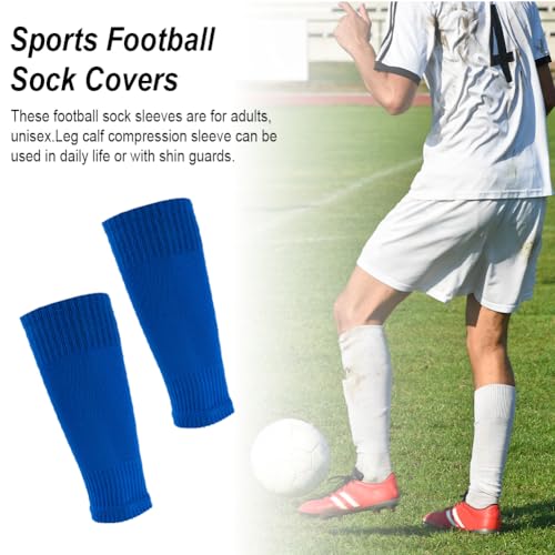 4 Pairs Leg Sleeves for Soccer, Shin Guard Sleeves Accompany Grip Socks, Youth Adults - color: Blue