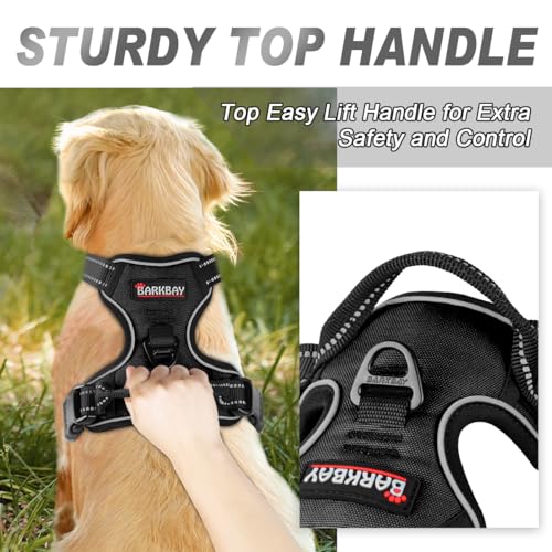 BARKBAY Dog Harness No Pull for Small Sized Dog Front Back Clips,Dog Vest - color: Black, size: Small(Chest:19.5-26")