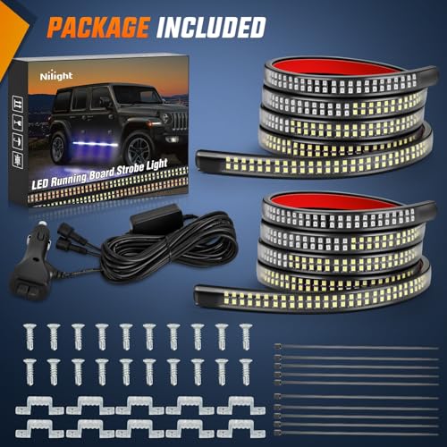 Nilight 2PCS 70 Inch Running Board LED Lights Strip Blue White for Truck - color: Blue White