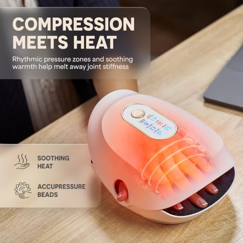 Lifepro DualThera Hand Massager – Finger Stretching, Heat & Compression - color: White