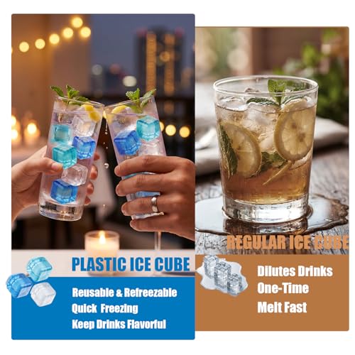180 Pack Reusable Ice Cubes, Refreezable Plastic BPA-Free Ice Packs for Drinks,Coolers,Lunch Boxes, Non-Diluting Ice Cube without Diluting Drinks for Outdoor Party Ice Bath Coffee Whiskey Beer - size: 180