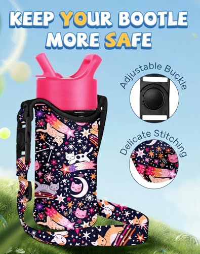 Miss Adola Kids Water Bottle Carrier, 10-16 Oz, Star Cats - color: Star Cats, size: Fits for 10-16 oz