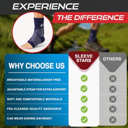 Sleeve Stars Ankle Brace Men & Women Support (Single/M:10"-12"/Navy Blue) - color: Navy Blue, size: Medium