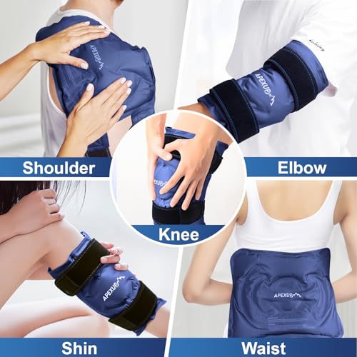 APEXUP Ice Pack for Knee Pain Relief, Large Reusable Wrap After Surgery, Flexible Gel Cold Pack for Injuries, Pain Relief for Back, Shoulder, Elbow, Ankle and Leg (Navy Blue, XXL, 2PK) - size: 2X-Large-2PK, style: Navy Blue