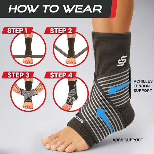 Sleeve Stars Ankle Brace Men & Women Support (Single/M:10"-12"/Dark Brown) - color: Dark Brown, size: Medium