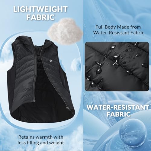 baleaf Women's Winter Running Vest Fleece Hooded Jacket Warm Slim fit - color: Black, size: Medium