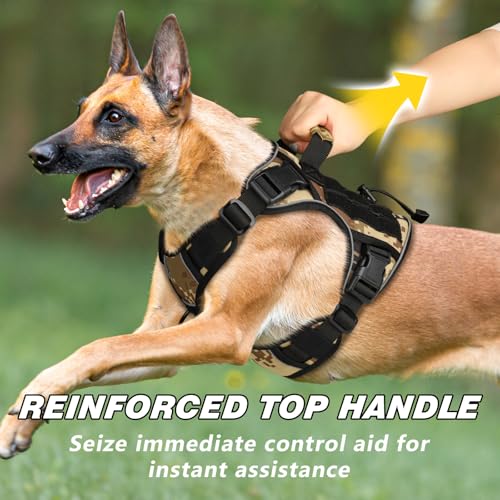 WINGOIN Tactical Dog Harness for Small Dogs,Heavy Duty No Pull Dog Harness - color: Camo, size: Small: 15-30 lbs (Chest:20-26",Neck:15-18")