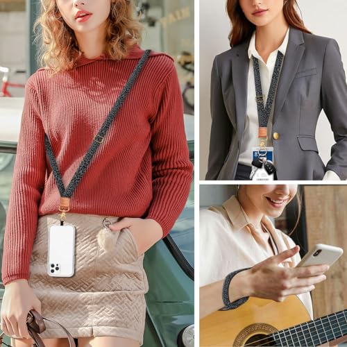 Cell Phone Lanyard Adjustable Crossbody Strap, Cute Phone Neck Wristlet Wrist Strap Patch for Keys Case Accessories - color: Luxury Black Leopard