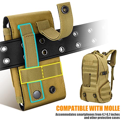 Tactical Molle Phone Holster Pouch, Universal Belt Waist Bag for iPhone 18 Pro Max/17 Pro/17/16 Pro Max/15 Pro Max/14 Pro Max/13, Samsung S26 Ultra/S25/S24, Size L - color: Khaki(2 Pack)