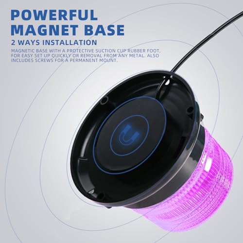 Purple Rooftop Beacon Strobe Lights w/Magnetic Base, 1-Pcs - color: 1× Purple